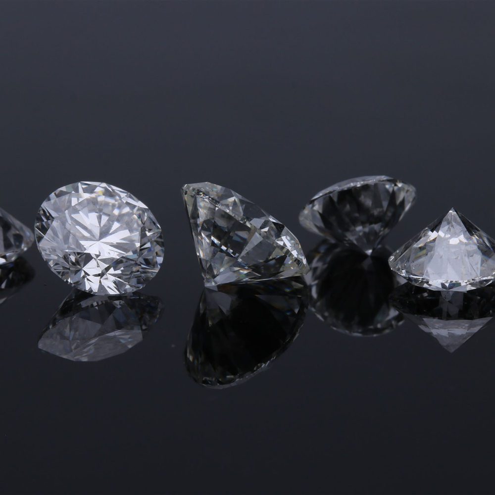 Image of diamonds on a reflective surface