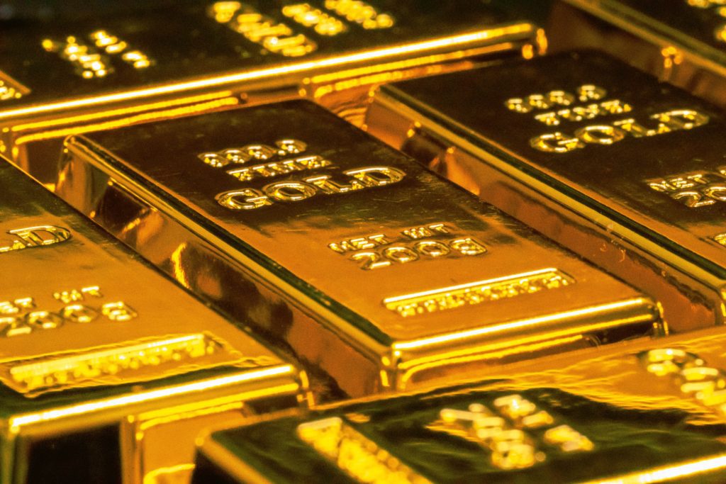 Image of gold bars closeup. Gold Bullion.